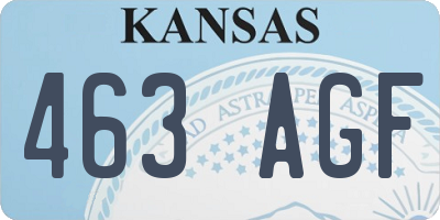 KS license plate 463AGF