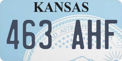 KS license plate 463AHF
