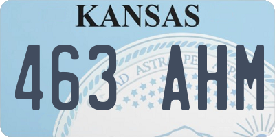 KS license plate 463AHM