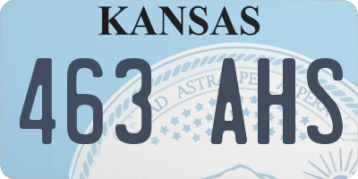 KS license plate 463AHS