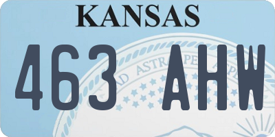 KS license plate 463AHW