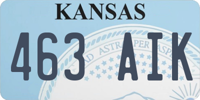 KS license plate 463AIK