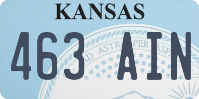 KS license plate 463AIN