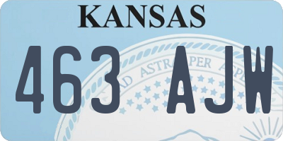 KS license plate 463AJW
