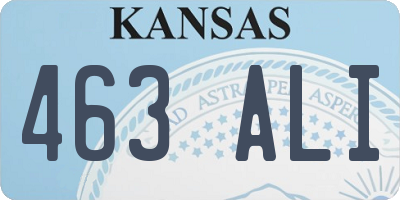 KS license plate 463ALI