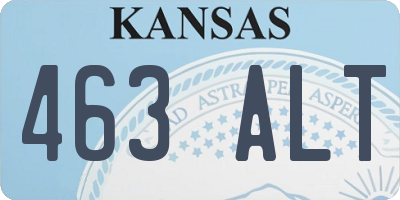 KS license plate 463ALT