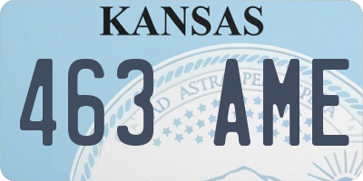 KS license plate 463AME