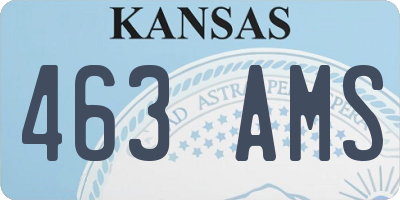 KS license plate 463AMS
