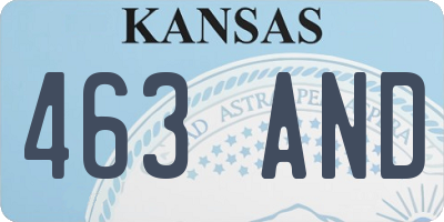 KS license plate 463AND