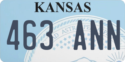 KS license plate 463ANN