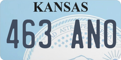 KS license plate 463ANO
