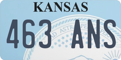 KS license plate 463ANS