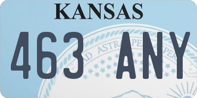 KS license plate 463ANY