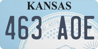 KS license plate 463AOE