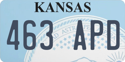 KS license plate 463APD