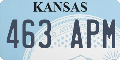 KS license plate 463APM