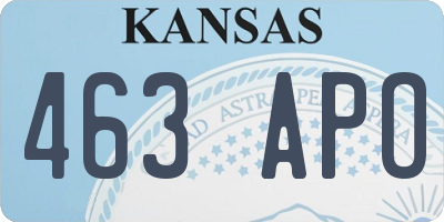 KS license plate 463APO