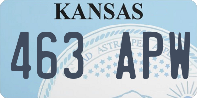 KS license plate 463APW
