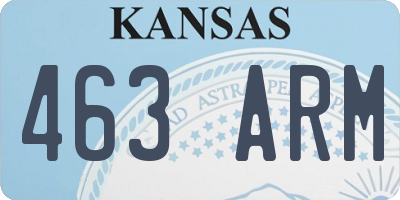 KS license plate 463ARM
