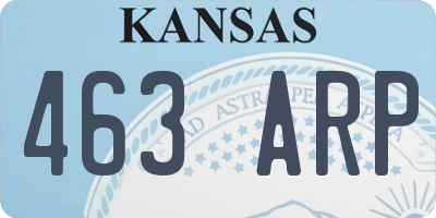 KS license plate 463ARP
