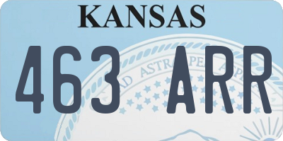 KS license plate 463ARR