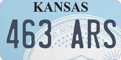 KS license plate 463ARS