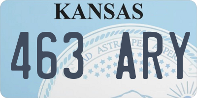 KS license plate 463ARY