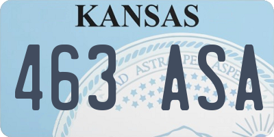 KS license plate 463ASA