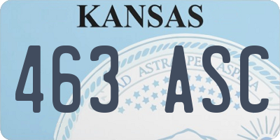 KS license plate 463ASC