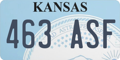 KS license plate 463ASF