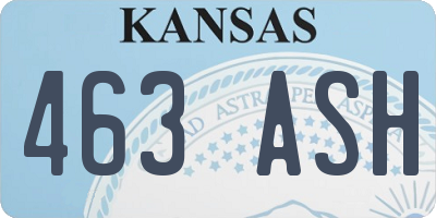 KS license plate 463ASH