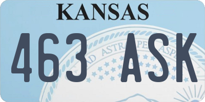 KS license plate 463ASK