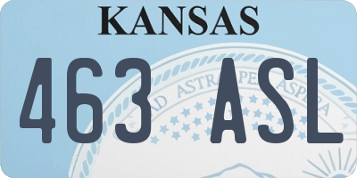 KS license plate 463ASL