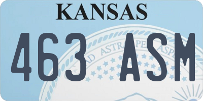 KS license plate 463ASM