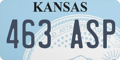 KS license plate 463ASP