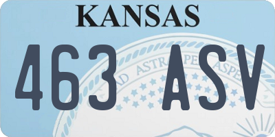 KS license plate 463ASV