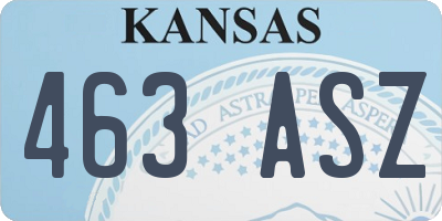 KS license plate 463ASZ