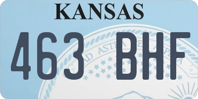 KS license plate 463BHF