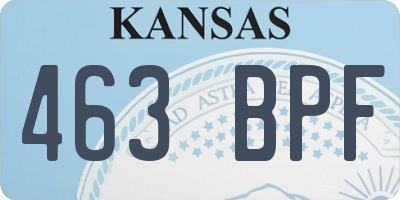 KS license plate 463BPF