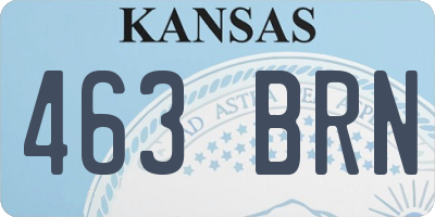 KS license plate 463BRN
