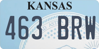 KS license plate 463BRW