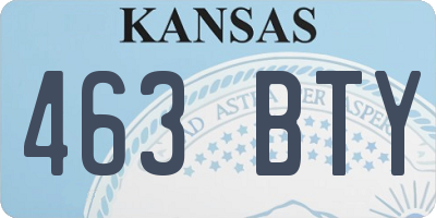 KS license plate 463BTY