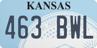 KS license plate 463BWL