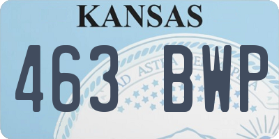 KS license plate 463BWP