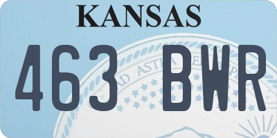 KS license plate 463BWR
