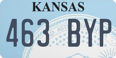 KS license plate 463BYP