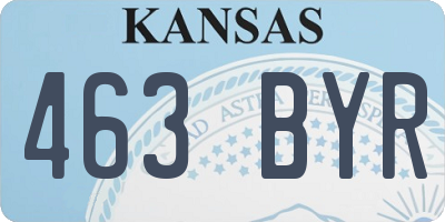 KS license plate 463BYR