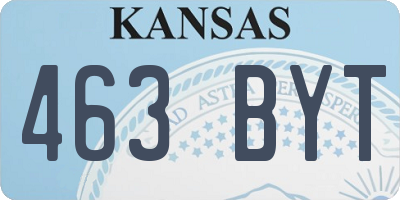 KS license plate 463BYT