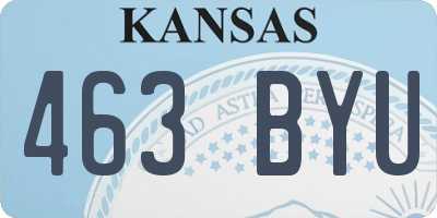 KS license plate 463BYU