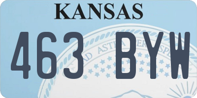 KS license plate 463BYW